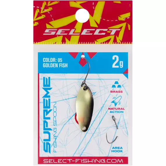 Блешня Select Supreme 2.0g 27mm #05 Golden Fish, Вага блешні: 2.0, Колір блешні: #05 Golden Fish, фото , изображение 2